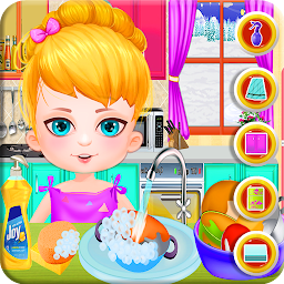 Icon image Cute Girl Cleans Dirty Kitchen