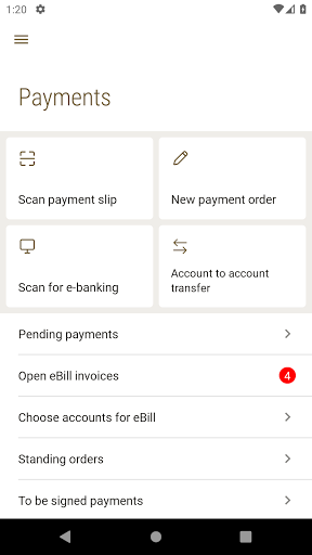 Mobile Banking Bank Zimmerberg Screen 3