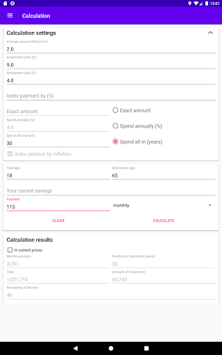 Retirement calculator 6