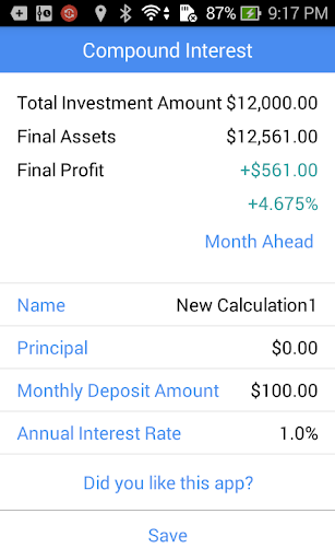 Simple Compound Calculator Screen 2