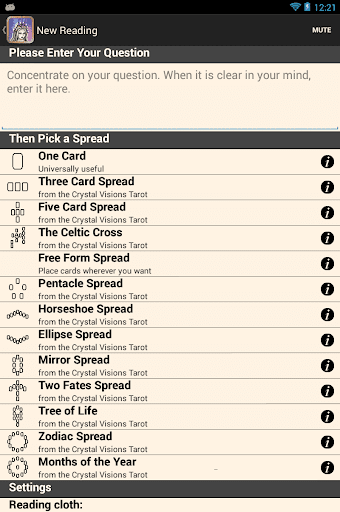 Screenshot of Crystal Visions Tarot