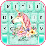 Floral Cyan Unicorn Keyboard Background Apk