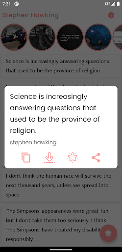 Android application Stephen Hawking and Sayings screenshort