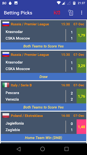 Android application Betting Picks screenshort