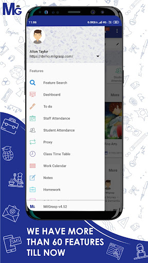 Android application MilGrasp Admin & Teacher screenshort