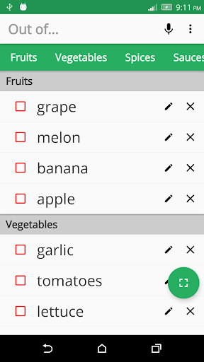 Android application Out of - Grocery Shopping List screenshort