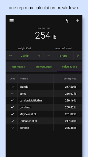 MaxOut - 1 Rep Max Calculator Screen 3