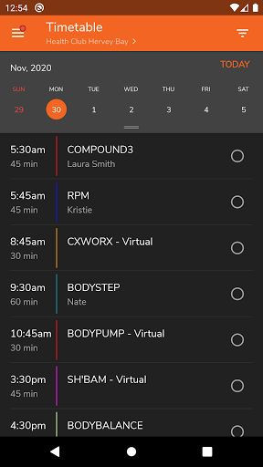 Android application Health Club Hervey Bay screenshort