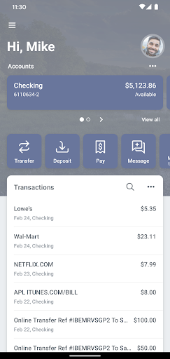 First Eagle CU Mobile Banking Screen 2