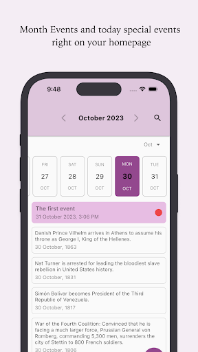 Android application WHAT IS TODAY screenshort