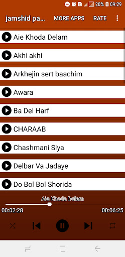 Android application آهنگ های جمشید پروانی screenshort