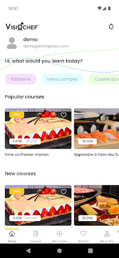 Android application Visiochef - Cours de Cuisine screenshort