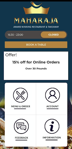 Android application Maharaja Restaurant screenshort