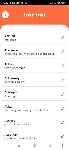 Nama Bayi & Artinya Screen 2