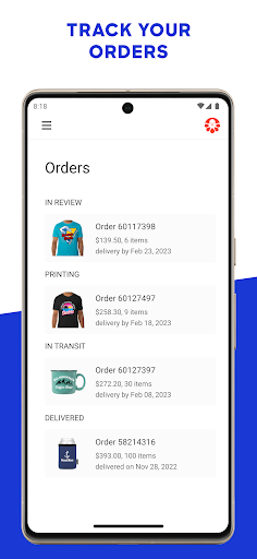 Android application Custom Ink Order Tracker screenshort