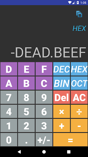 Android application Binary Calculator and Converte screenshort