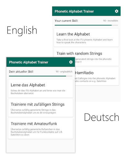Android application Phonetic Alphabet Trainer screenshort