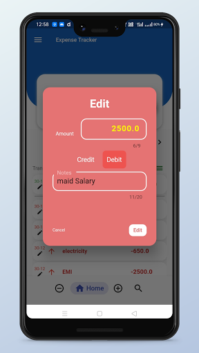 Expense manager-Income expense Screen 3
