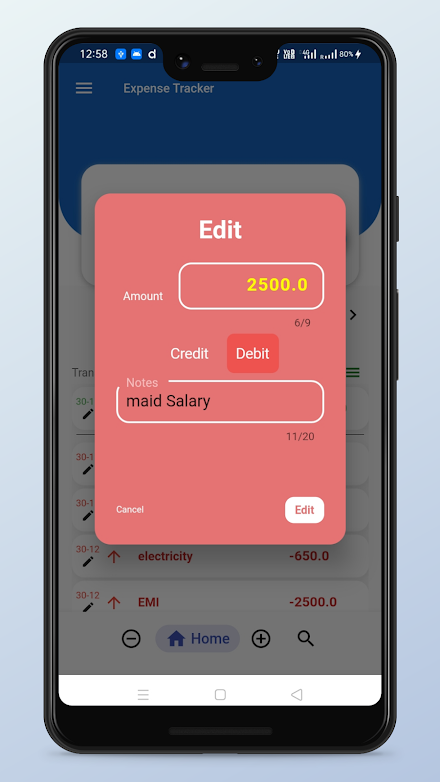 Expense manager-Income expense Screen 3