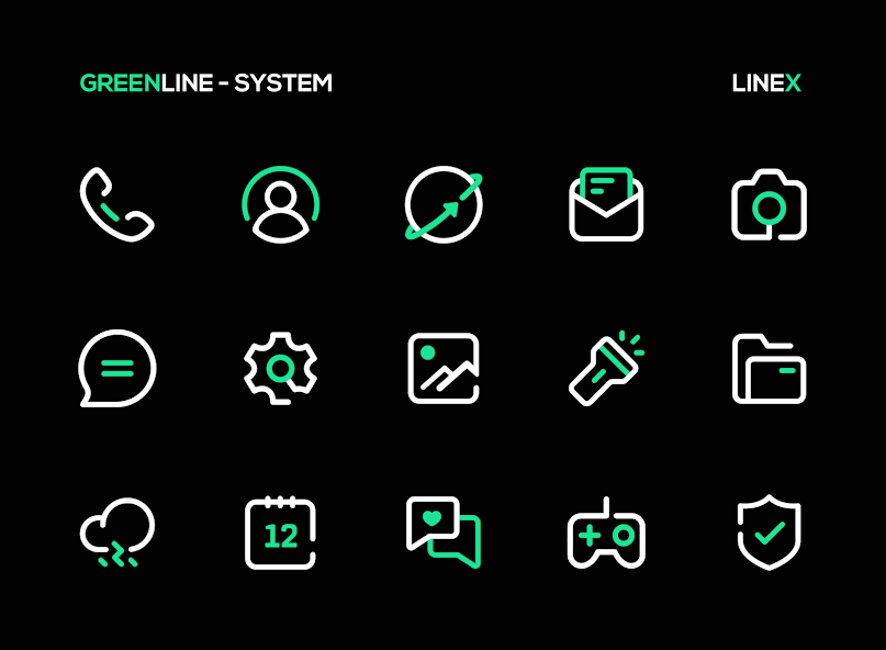 GreenLine Icon Pack : LineX 4.3 APK + Mod (Paid for free / Patched) for Android