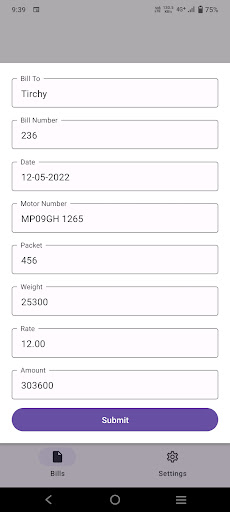 Simple Bill Book Screen 2