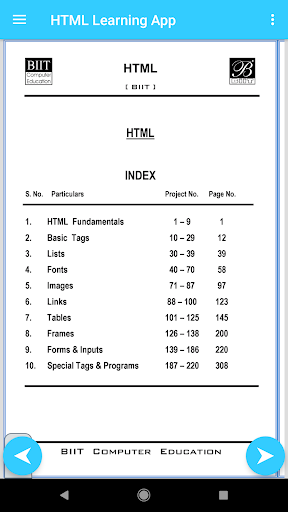 HTML Training App-220 Programs Screen 3