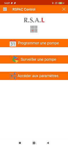 Android application RSPAC - Pompe de prélèvement screenshort