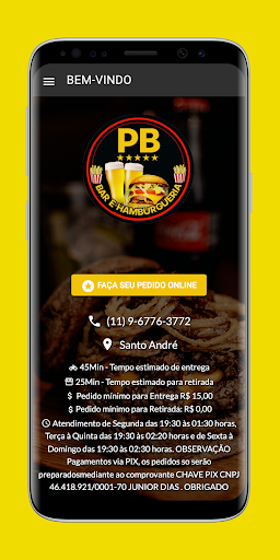 Android application PB Bar e Hamburgueria screenshort
