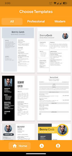 Android application CV Maker screenshort