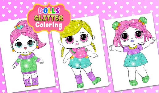 Glitter Dolls Coloring Book