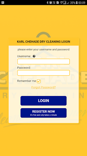 Android application Karl Chehade Drycleaning SA screenshort