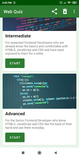 Android application Web Quiz screenshort