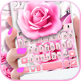 Silver Pink Rose Keyboard Theme icon