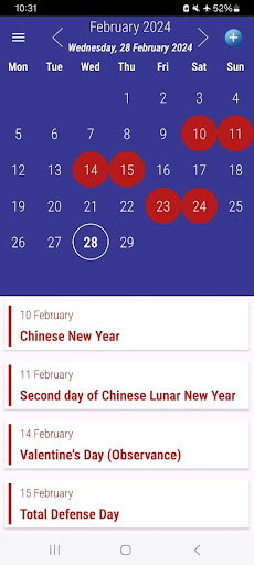 Singapore Calendar 2024 Screen 2
