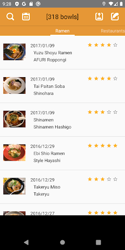 Android application RamenMemo screenshort
