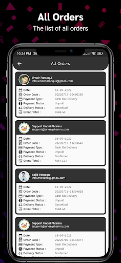 Unani Pharma -Delivery Manager Screen 3
