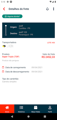 FastFrete Motorista Screen 3