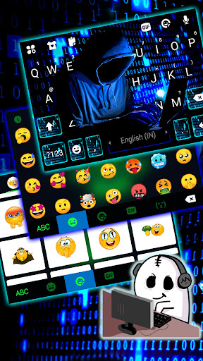 Neon Blue Hacker Keyboard Back Screen 3