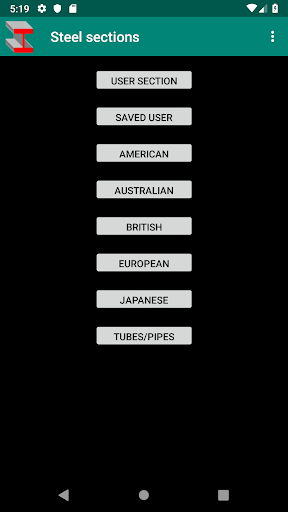 Android application Steel sections screenshort