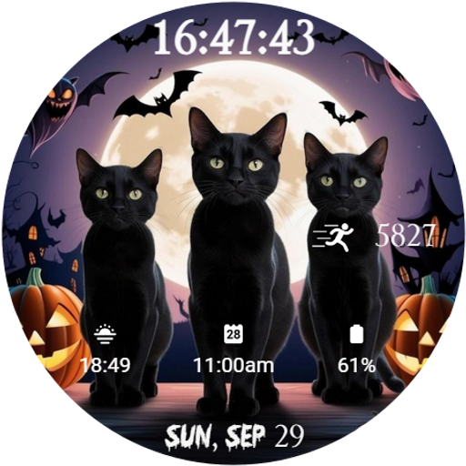 Black Cat Halloween Watch Face Unduh di Windows