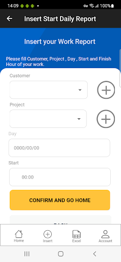 Android application Job Timesheet screenshort