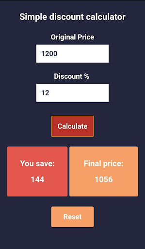 Simple Discount Calculator Screen 3