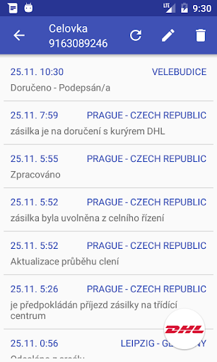 Sledování zásilek Screen 2