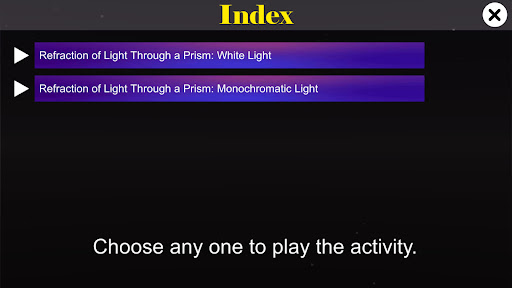 Android application Light Refraction Through Prism screenshort