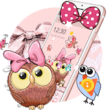 Cute Cartoon Owl Bowknot Theme icon