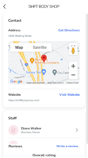 Android application Shift Body Shop screenshort