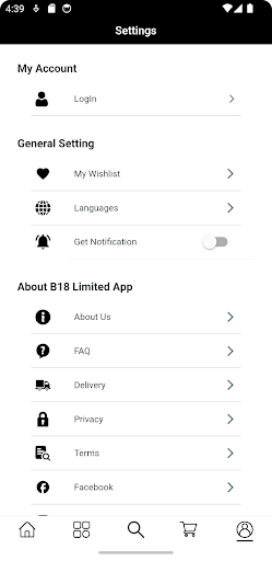 Android application B18 Limited screenshort