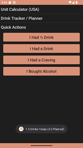 Android application Harm Reduction for Alcohol screenshort