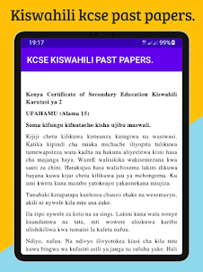Kiswahili Kcse past papers.