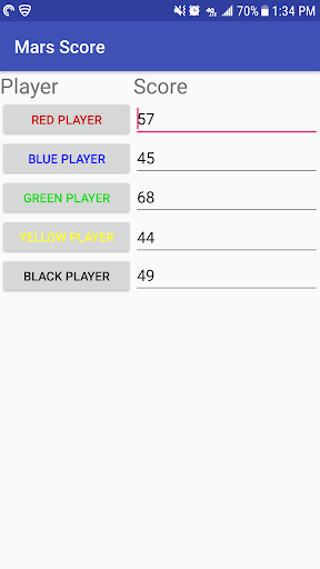 Android application Mars Score screenshort